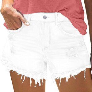 Women's Cut Off Denim Jean Shorts Ripped Distressed XL White Cool
